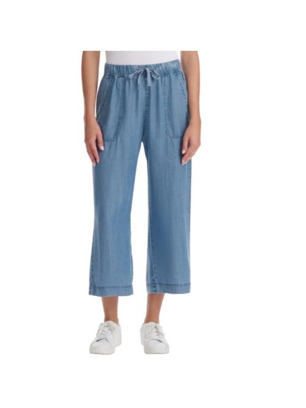 Splendid Chambray Blue Wide-Leg Cropped Capris